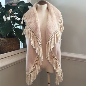 Faux suede fringe vest